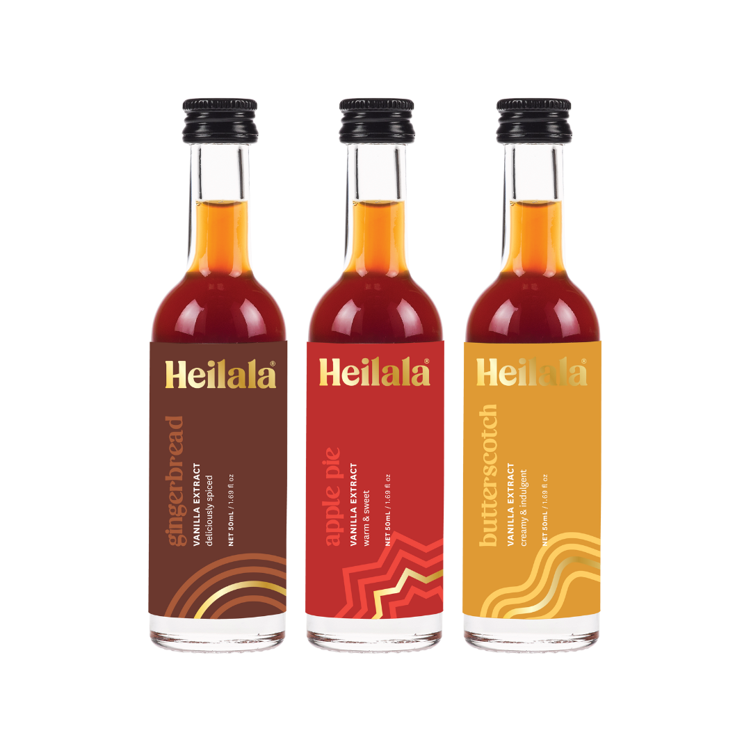 Favourite Flavours Vanilla Extract Trio | Gingerbread, Butterscotch &amp; Apple Pie Vanilla Extract 50ml