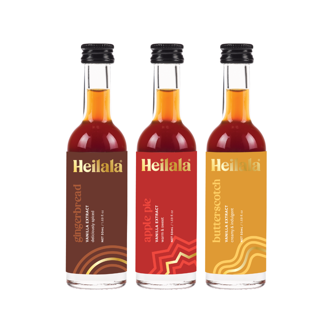 Favourite Flavours Vanilla Extract Trio | Gingerbread, Butterscotch & Apple Pie Vanilla Extract 50ml