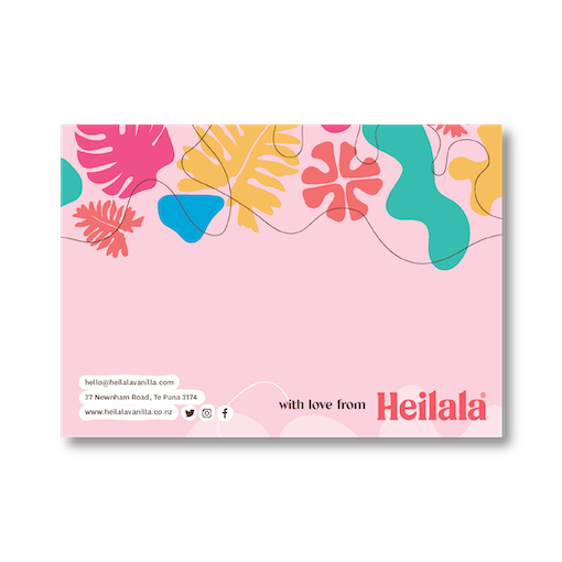 Pink decorative with love from Heilala compliment slip